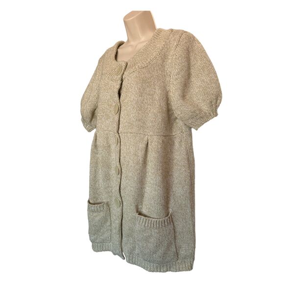 Level Eight Beige Button Front Short Sleeve Sweater Size S - Picture 3 of 11